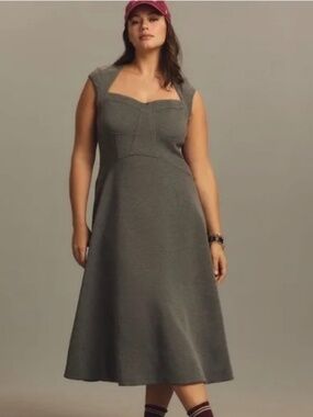 Anthropologie Grey dress with corset detail XL